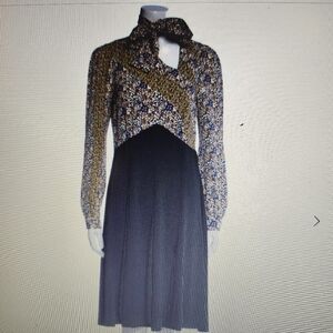 Louis Vuitton Floral and Black Long Sleeve Dress